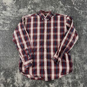 Ralph Lauren Button Up Boys L Long Sleeve Plaid Red Blue Pony Cotton